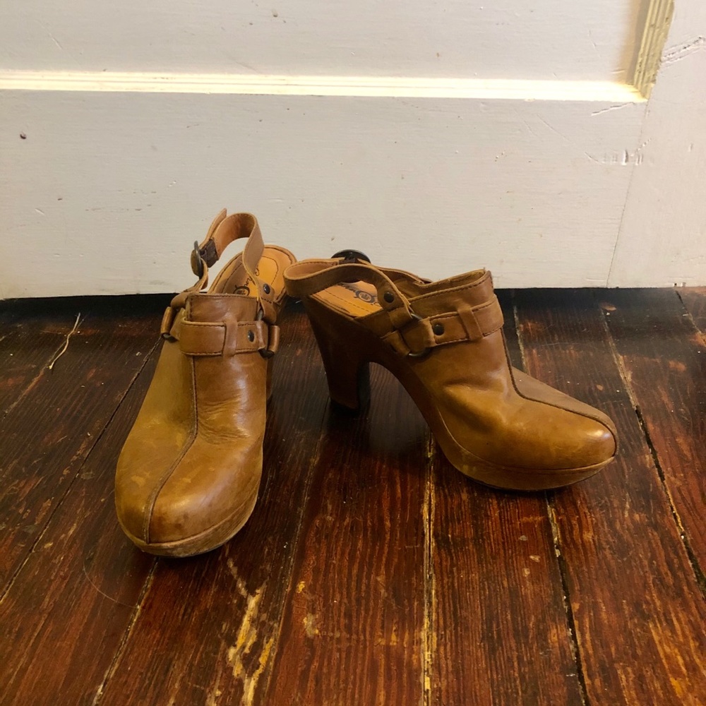 Born Leather Clog Heels - Size 10